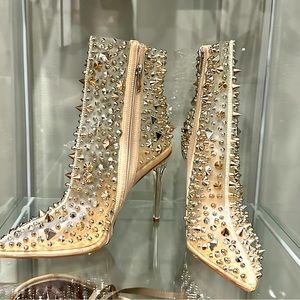 AZALEA WANG Spike Nude Stiletto Boots - Size 9